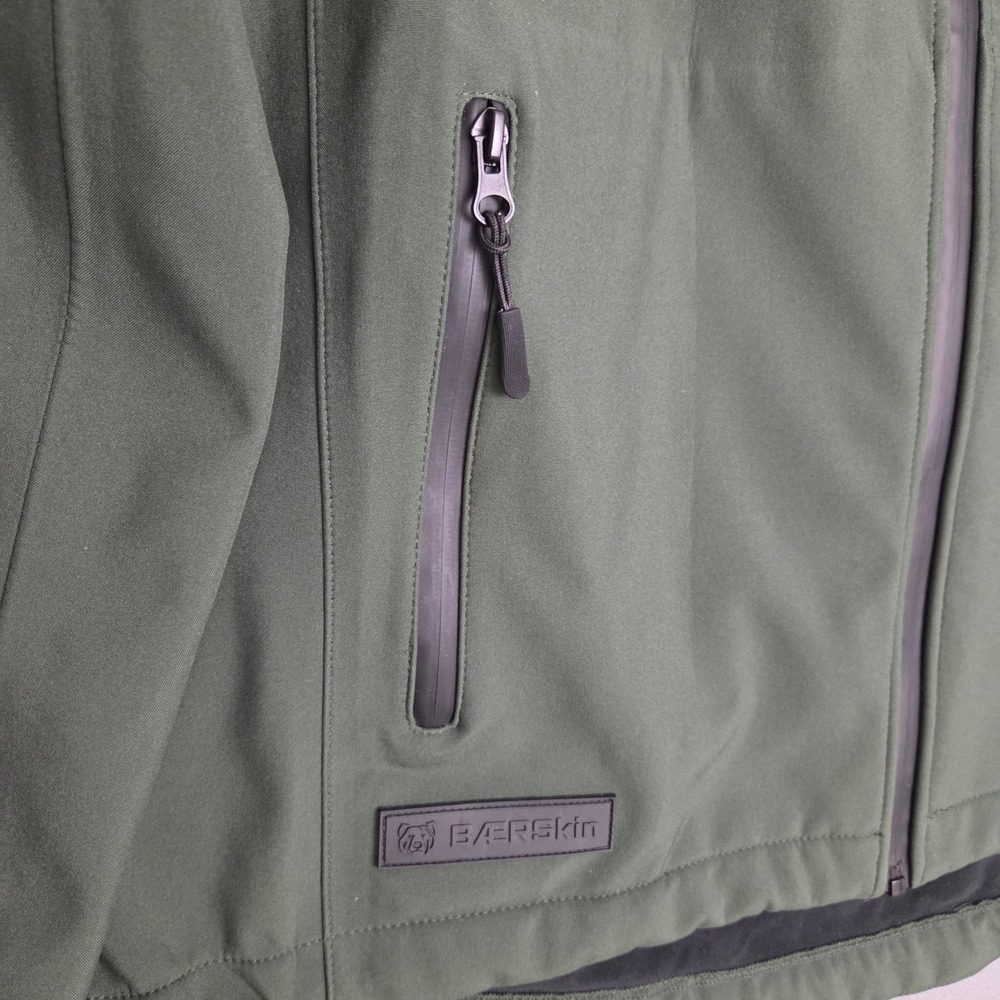 BAERSkin Tactical Softshell Jacket Hoodie Green Fleece Lined Men's L Patches - Picture 2 of 9